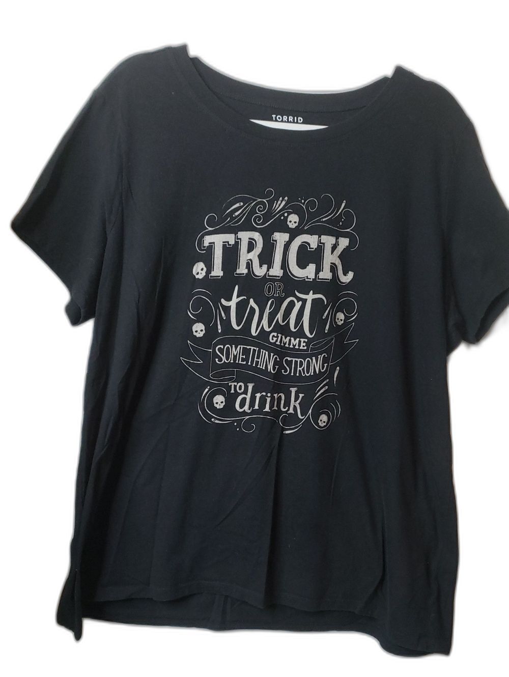 torrid 3X 3 Black Tee Halloween Trick Or Treat Strong To Drink Graphic
